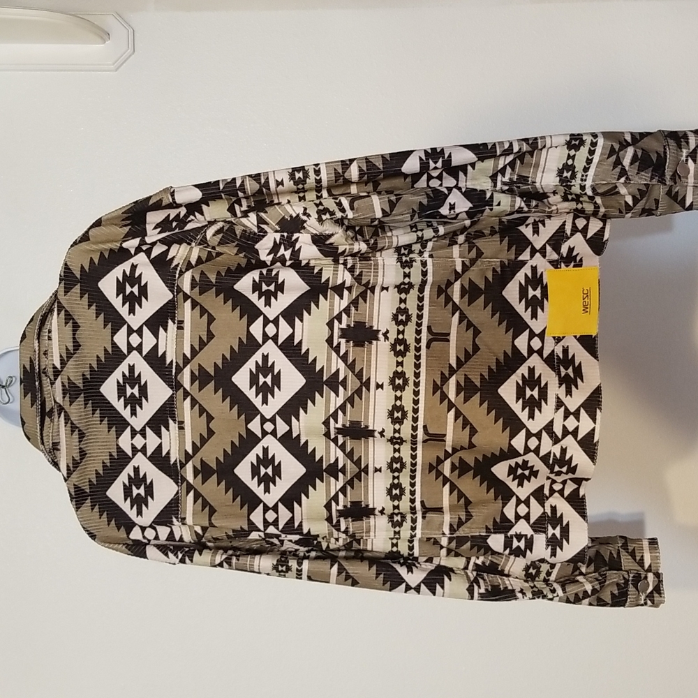 WESC Unisex Cord Trucker Light Blanket Shacket Tribal Boho Southwestern Print - Picture 4 of 17